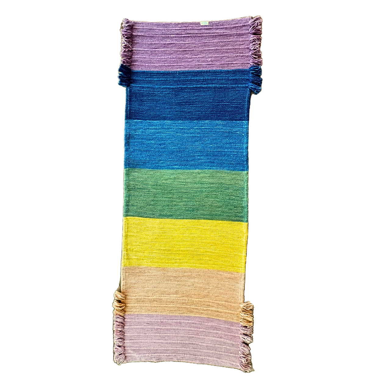 Handwoven organic cotton 7 chakra balancing yoga  meditation mat made from organic cotton, dyed with Ayurvedic herbs for sustainable and non-toxic, chemical-free  experience